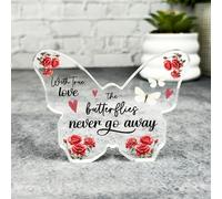 Gift, Plaque, Romantic Gift For Partner True Love Red Roses Keepsake Butterfly Ornament Plaque, Decor Trinket Gift, Acrylic Plaque Ornament Keepsake Gift, Custom Sentimental Gift