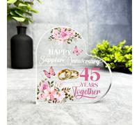 Gift, Plaque, Sapphire 45th Gift For Wedding Anniversary 45 Years Keepsake Side Heart Plaque, Decor Trinket Gift, Acrylic Plaque Ornament Keepsake Gift, Custom Sentimental Gift