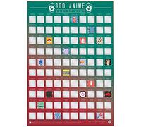 Gift Republic 100 Anime Classic Bucket List Scratch Off Movie Wall Art Poster, multi, 24 x 16 inches