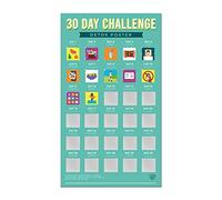 Gift Republic 30 Day Challenge Scratch Off Poster Detox and Wellbeing (Size 48.6 x 28 cm), Green
