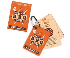 Gift Republic BBQ Recipe Cards Set with Carabiner 50 Grease-Proof, Wipe-Clean Cards 25 Recipes & 50 Tips Gift for Outdoor Cooking with Gift Box