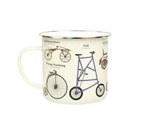 Gift Republic Bicycle Enamel Mug, Outdoor Camping Mug, 500 ml Metal Coffee Cup Men's Gift Bike Print