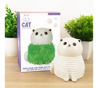 Gift Republic Cat Shaped Chia Planter- Desktop Sprouting Growing Pet - Cute Kitten Planter- Fun Grow Kit Gift Idea, M, White