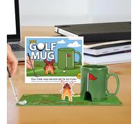 Gift Republic Golf Mug & Coaster Kit - Desktop Mni-Golf Game with Mug, Putting Pen, Ball, Obstacles and 2 Interactive Coaster - Fun Gift for Golfers - Office Desk Game