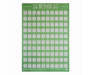 Gift Republic GR630001 100 Places-Scratch Off Bucket List Poster, Paper, Green,42 x 59.4 x 0.02 cm, Living Room