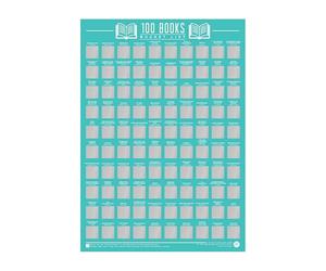 Gift Republic GR630003 100 Books Scratch Off Bucket List Poster, Blue, 42 x 59.4 x 0.02 cm, Living Room