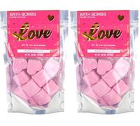Gift Republic Love Heart Bath Bombs - Rose Scented Mini Bath Bombs in Pink Heart Shapes - Scented Bath Time Gift Idea for Valentine's Day/Birthday/Anniversary - Gift for Her (Pack of 2)