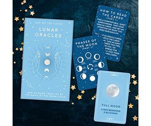 Gift Republic Lunar Oracles: Set of 100 Moon Cycle Spiritual Guidance Cards - Wiccan Moon Phase Divination Cards