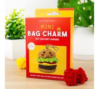 Gift Republic Mini Burger DIY Crochet Bag Charm Kit - Beginner Crochet Kit with Yarn, Hook & Keychain | Make Your Own Burger Keyring & Bag Charm Craft Gift