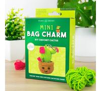 Gift Republic Mini Cactus DIY Crochet Bag Charm Kit - Beginner Crochet Kit with Yarn, Hook & Keychain | Make Your Own Cactus Keyring & Bag Charm Craft Gift