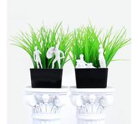 Gift Republic 4-Pack Plant Pot Statues Markers, Resin, White, One Size