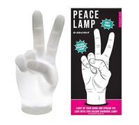 Gift Republic Peace Sign Lamp - Colour Changing Silicone Mood Light | USB Rechargeable Soft Touch Hand Lamp | Peace Gesture Light for Bedrooms, Desks, or Groovy Room Décor, White