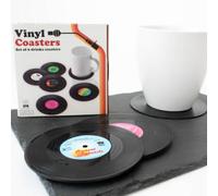 Gift Republic Vinyl Record Glass Coaster Black 10 x 11 x 11 cm