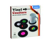 Gift Republic Vinyl Record Glass Coaster Black 10 x 11 x 11 cm