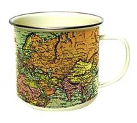 Gift Republic World Map Enamel Mug, Outdoor Camping Coffee Cup, 500 ml Metal Cup, Cream World Map