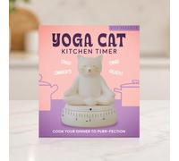Gift Republic Yoga Cat Kitchen Timer - 60 Minute Mechanical Cooking & Baking Timer | Cute Cat Kitchen Accessory for Home Cooks & Cat Lovers