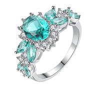 Gift Rings Women's Copper Jewellry Anniversary Zircon Plated Rings Fashion Rings Self Love Heart Ring (Green, M)
