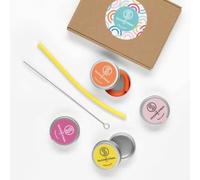 Gift Set 4 Reusable Silicone Straws in Travel Tins (Pink, Orange, Violet & Yellow)