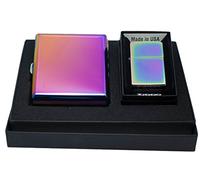 'Gift Set in High-Quality Gift Box Cigarette Case Rainbow Spectrum with Zippo Lighter