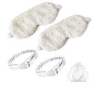 Gift Set Includes Ultra-Soft Faux Fur Eye mask with Headband Storage Bag Light-Blocking Comfortable Sleep mask 2PACK
