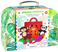 Gift Sewing Kit for Kids - Learn to Sew Craft Kit for Girls Boys Age 6-12 - Beginner Sewing Set with Plastic Needles - Educational Arts & Crafts Gift - Make 7 Fun Sewing Projects - Simple Instructions
