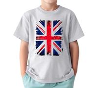 Gift Shirt T-Shirts Retro British Flag Print for Boys and Girls (1-13 Years) T Shirt For Boys, White, 4-5 Years