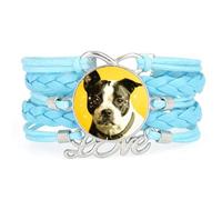 Gift Star Big Eyes Pekingese Dog Love Adjustable Leather Braided Bracelet B