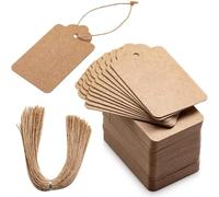 Gift Tags with String, 100 Pcs Brown Kraft Paper Gift Tags Labels with 22CM Hemp Rope Kraft Luggage Craft Price Paper Tag for Present 4.3 * 7.1cm