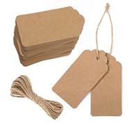 Gift Tags with String, 100pcs Brown Paper Gift Tags Kraft Luggage Labels with String 4.5x9cm Blank Parcel Price Tag for Thanksgiving Gifts Wedding