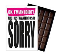 Gift to Say Sorry or Apologise to Men Women Boyfriend Girlfriend Apology Card Oncocoa 100 Gram Novelty Boxed Quirky Belgian Milk Chocolate Greetings for Him Her IYF199