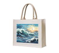Gift Tote Bag for Women - Canvas Carrying Satchel Handbags/Wave Sailboat Seagull Print Grocery Bag, for Mom Bridesmaids