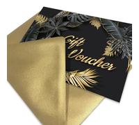 Gift Vouchers with Envelopes, Black and Gold Blank Gift Certificate Cards, A6 Size Gift Cards, Ideal for Businesses, Beauty Salons, Wedding, Restaurant, Christmas, Birthday (20 Pack)