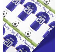 Gift Wrap 4 U Blue football jersey Personalised Gift Wrap | Personalised Chelsea Football Wrapping Paper | Rolls - 61cm Width | Chelsea present idea | Birthday Wrapping paper (Blue, 1mt)