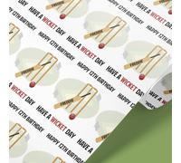 Gift Wrap 4 U Cricket Personalised Gift Wrap | Personalised Cricket Wrapping Paper | Rolls - 61cm Width | Birthday Customised Present Idea | Birthday Wrapping paper (White, 1m)