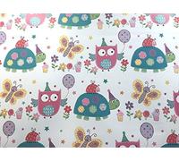 Gift wrap for a little girl. Pretty design features butterflies, owls and snails in vibrant colours wrapping paper, thick and glossy. Includes tags (2 sheets 1 tag)