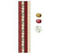 Gift Wrap Pack 4 x 2 Metre Rolls, 2 Metre Raffia, 8 Tags Present Christmas Wrapping Paper Set - Xmas Festive Holiday Red White Gold Robin Burgundy Holly Foliage