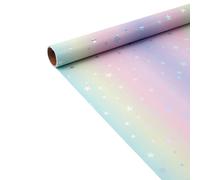 Gift Wrap Roll - Luxurious Iridescent Stars and Letters Design | Premium Glossy Wrapping Paper | For Birthdays, Parties, School, Arts & Crafts