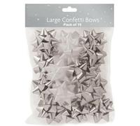 Gift Wrapping Bows, Large Christmas Metallic Gift Bows (Silver & White)