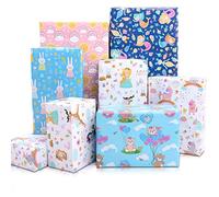 Gift Wrapping Paper, 6 Sheets Colorful Birthday Wrapping Paper for Kids Girls Boys, Funny Cartoon Gift Wrap Paper Set for Birthday Baby Shower Christening Christmas Holiday Party, 50x70cm