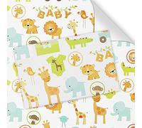 Gift Wrapping Paper for Baby Infant Boys Girls, Forest Animals Lion Giraffe Elephant Monkey Crocodile Wrapping Paper Sheet for Baby Shower Birthday Kindergarten Newborn Children Kid
