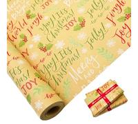 Gift Wrapping Paper Roll for Christmas: Large Size 76cm x 12M Kraft Paper Printed with Festive Design Pattern for Gift Wrapping