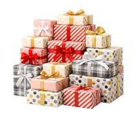 Gift Wrapping Paper Rolls Pack of 4 - Assorted Designs Sent at Random - Polka Dot, Plaid or Stripe - 20m Each Roll - Birthday, Christmas & Celebration Gift Wrap
