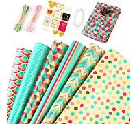 Gift Wrapping Paper Sheets, 6 PACK Present Wrapping Paper Set 70x50cm Birthday Gift Wrap Papers Birthday Perfect for Women Men Female Girl Boy Adult Birthdays Party Baby Shower Kid Gitfs