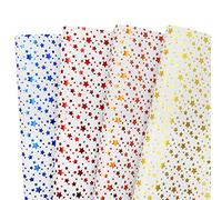 Gift Wrapping Papers, Star Design Wrapping Paper, 4 Foil White Art Paper for Birthday Graduation Eid Wedding Mothers Day Fathers Day Baby Shower Kids Friends Family(4 Sheets)