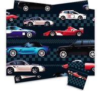 Gift Wrapping Set - 2 Sheets of Gift Wrapping Paper 50cm x 70cm & 2 Tags Sports Car - High Performance - Bundled by GetInStyle Shop
