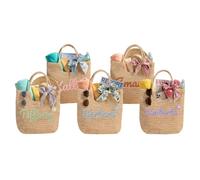 Giftailor Personalised Straw Beach Tote Bag - Custom Name Summer Shoulder Bag with Zip Closure, Mother's Day, Bridesmaid Gift, Wedding Favour and Everyday Tote for Women