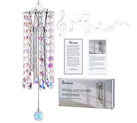 GiftAmaz Crystal Suncatcher Wind Chimes with 4 Tuned Tubes, Hanging Prism Rainbow Maker Chandelier Crystal Pendant Wind Chime Window Hanging Ornament Gift for Women Friends Home Garden Decor Birthday