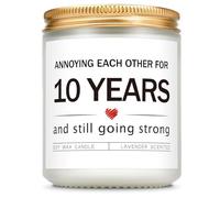 Giftasy 10th Tin Wedding Anniversary Candle Gifts for Husband Wife Couple - Handmade Lavender Funny 10 Years Candle - 10th Wedding Anniversary for Friend Family Couple