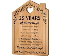 Giftasy 25th Anniversary Wedding Gifts for Couple Him Her - Unique House-Shaped Cutting Board - Silver Anniversary Wedding Gifts for Wife Husband Partner Couple