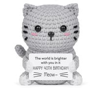 Giftasy 40th Birthday Gifts for Women - Handmade Crochet Funny Cute Cat, 40 Year Old Birthday Gifts for Women Friend Sister Wife Auntie Daughter Mum, Happy 40th Gift Ideas